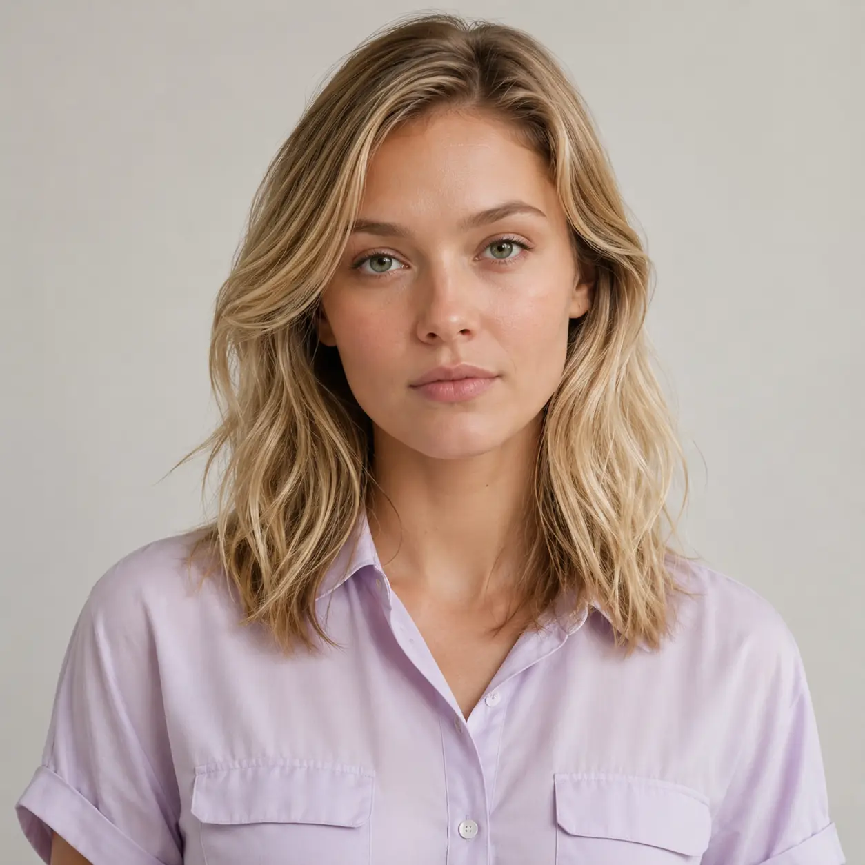 Blonde layered lob with loose beach waves and a soft sun-kissed texture