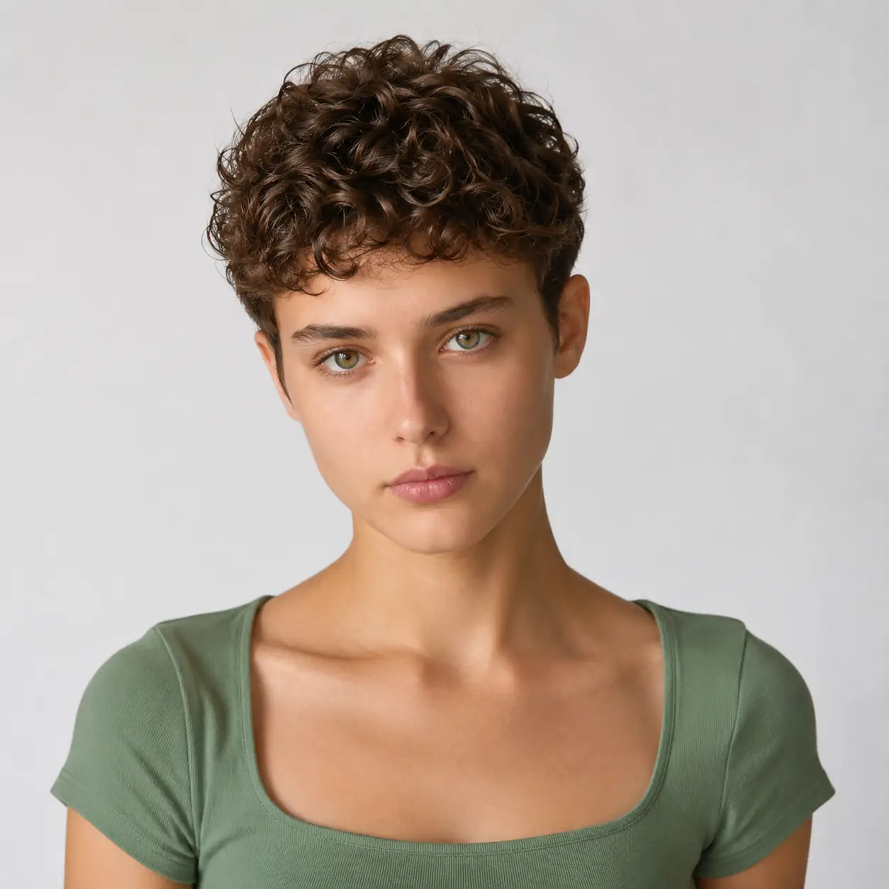 Tousled curly pixie making the most of natural curls in a short shape