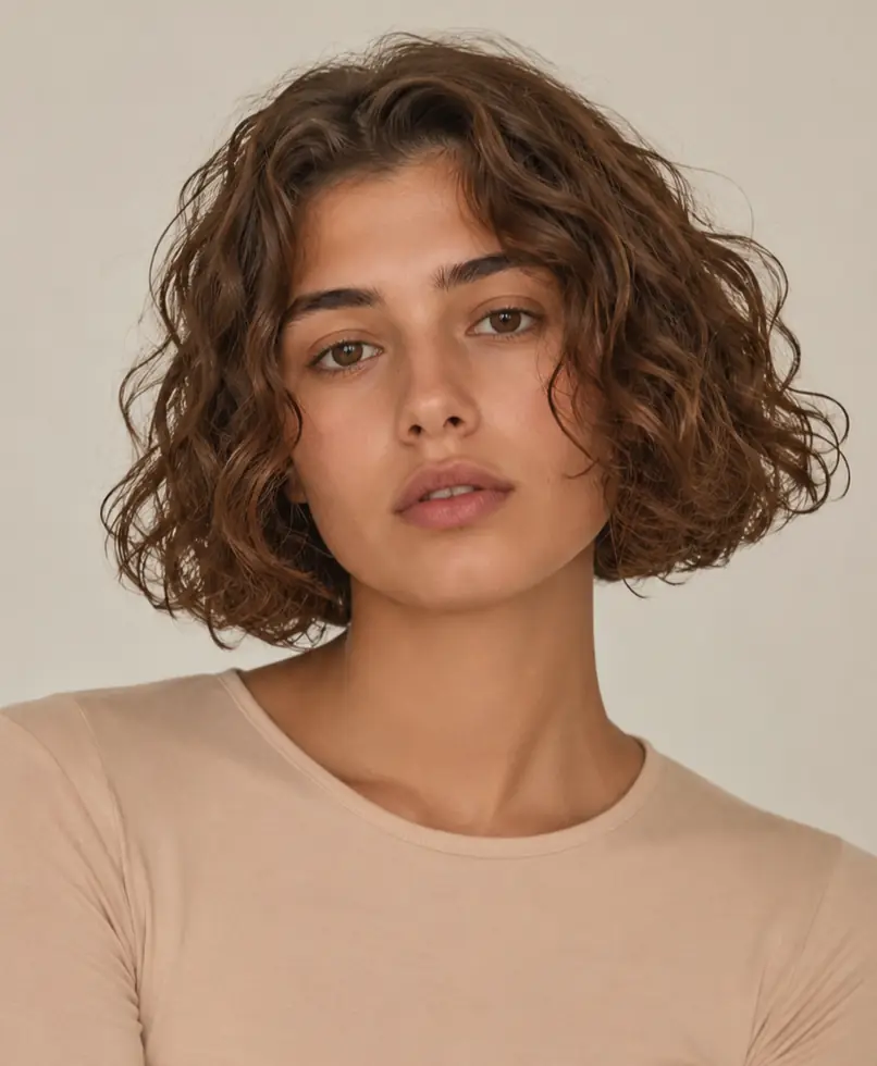 Full voluminous curly bob with body all around on natural curls