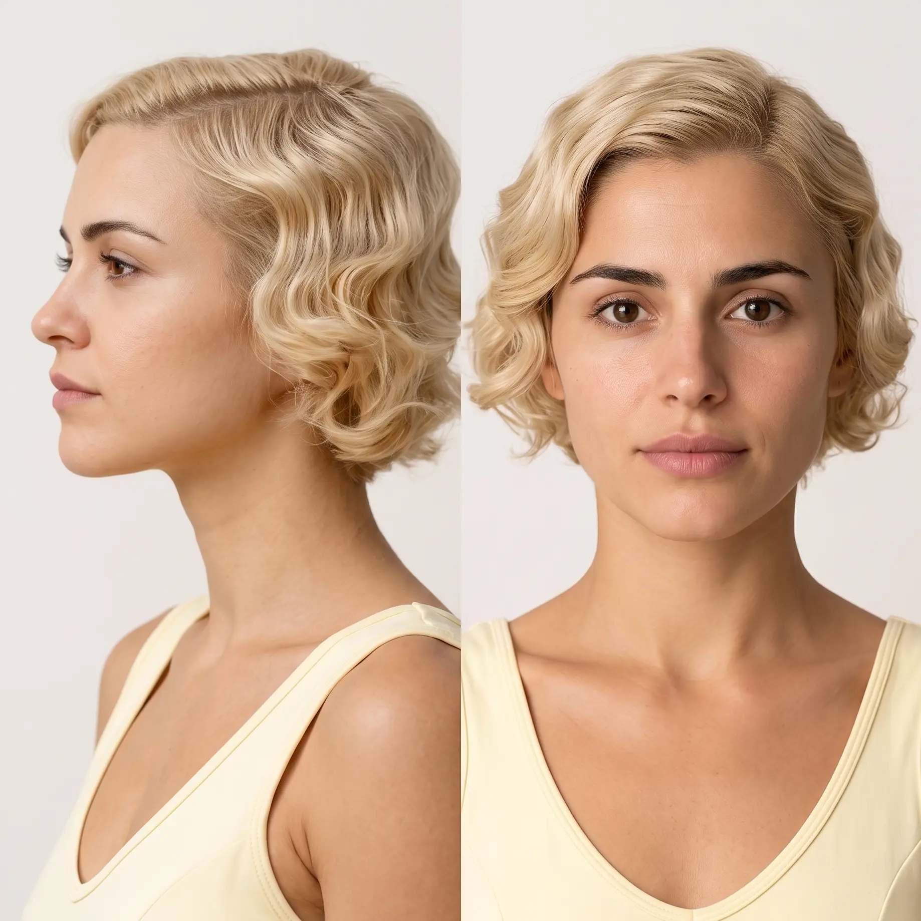 Vintage finger-wave bob with sculpted S-waves set into a short blonde cut