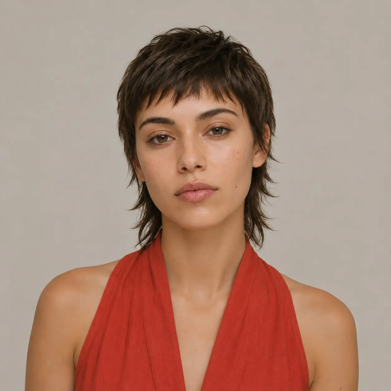 Mixie haircut, a mullet-pixie hybrid with a cropped top and longer layered nape for a playful retro shape