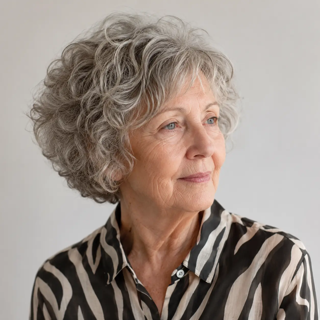Soft Curly Bob on a woman over 70