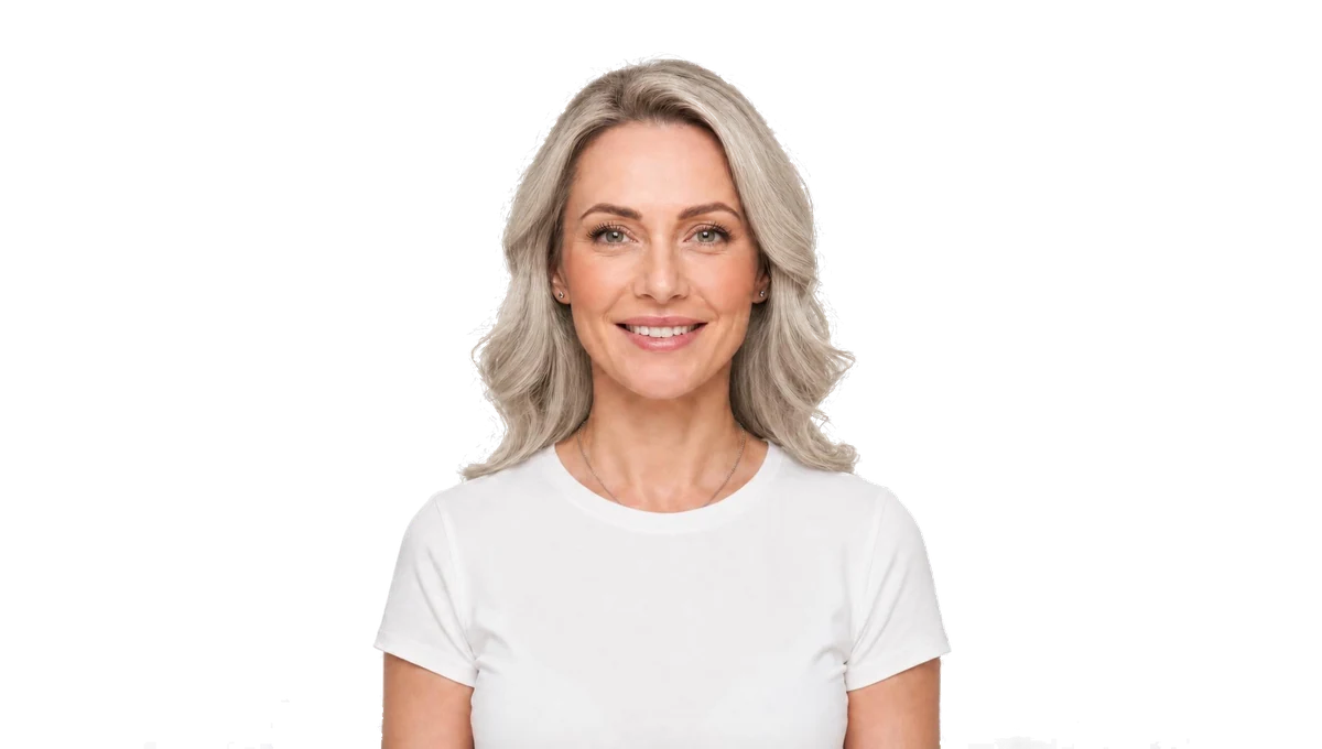 Woman previewing Platinum Blonde hair color