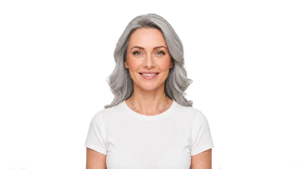Woman previewing Silver Gray hair color