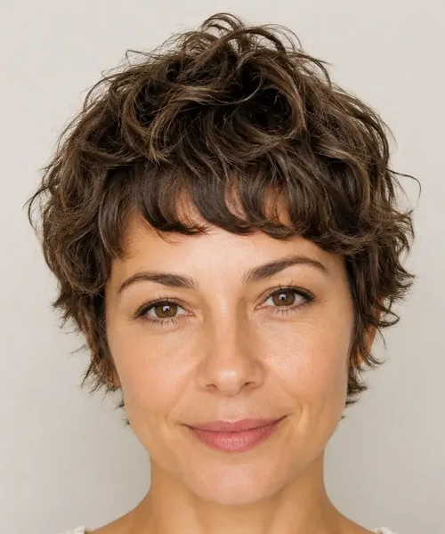 Curly Pixie with a Fringe