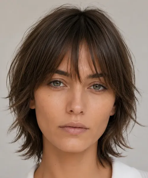 Shag Bob with Curtain Bangs