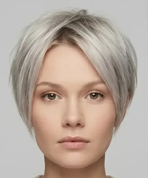 Sleek Silver Side-Swept Pixie