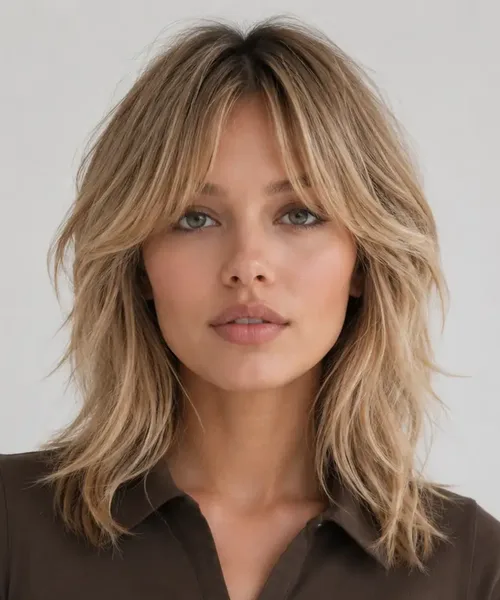 Blonde Shag with Curtain Bangs