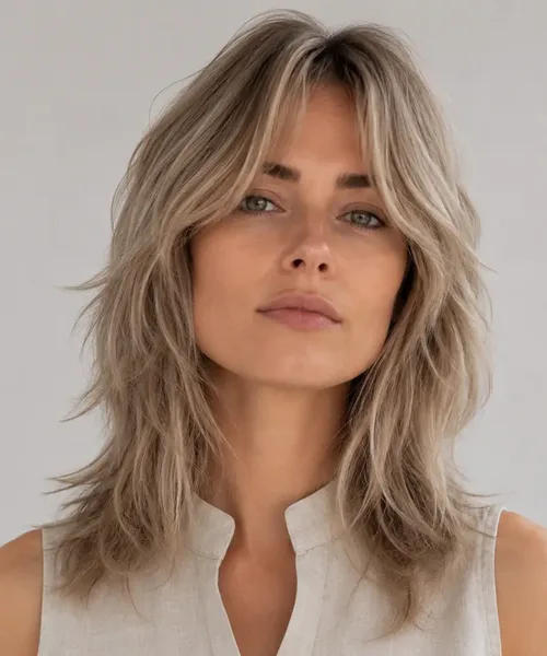 Silver Shag with Curtain Bangs
