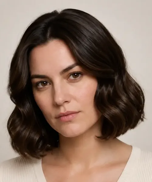 Glossy Rounded Wavy Bob