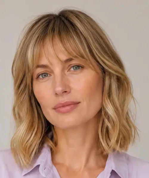 Shaggy Wavy Bob with Bangs