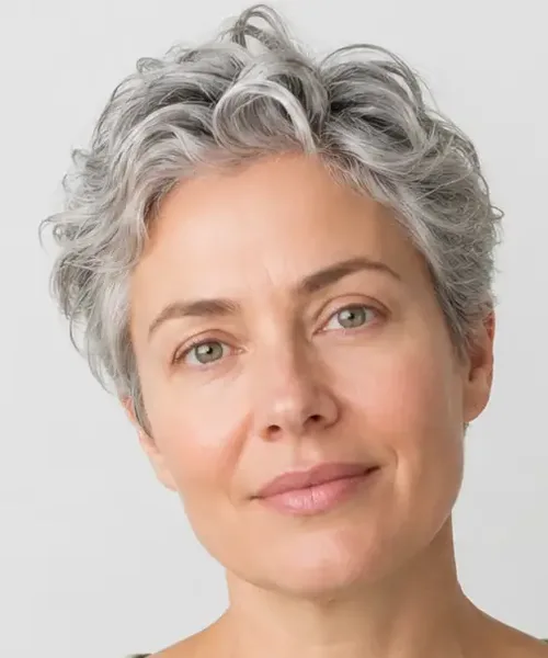 Silver Curly Bob