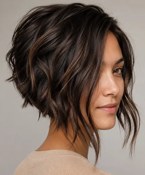 Angled Wavy A-Line Bob