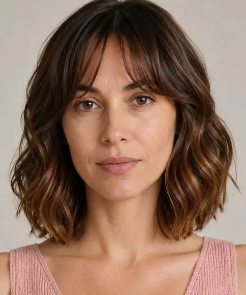 Wavy Bob with Curtain Bangs
