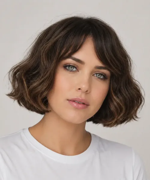 Wavy Bob with Wispy Bangs