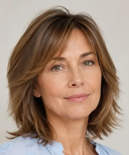 Balayage Shag with Bangs