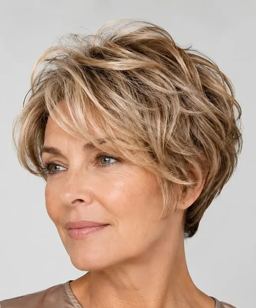 Blonde Pixie with Side Bangs