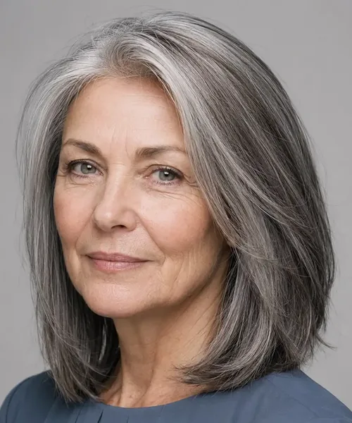 Blended Gray Long Bob