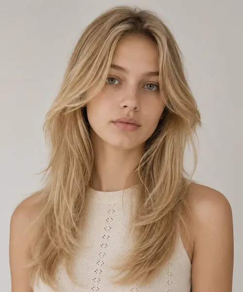 Long Layers with Curtain Bangs