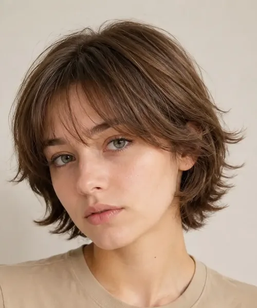 Shaggy Bob with Curtain Bangs