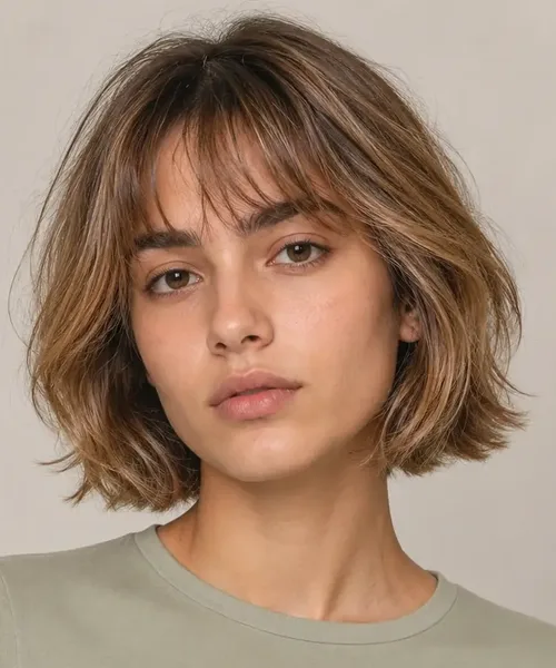 Shaggy Bob with See-Through Bangs
