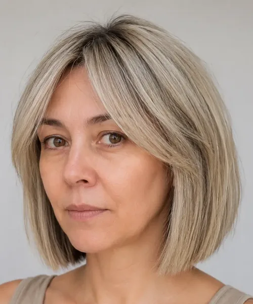 Cool Ash-Blonde Bob with Lowlights