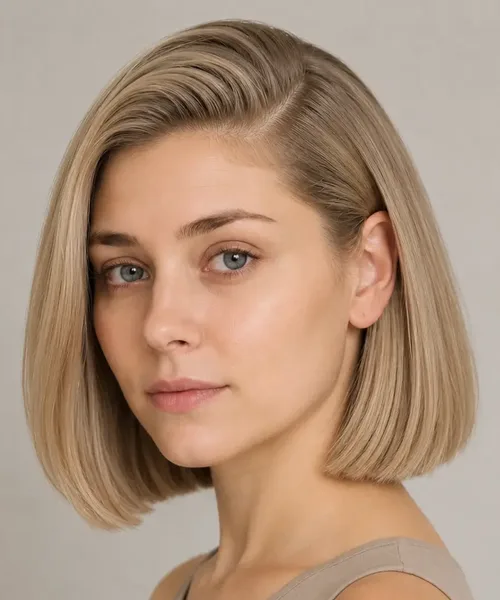Blunt Bob with a Deep Side Part