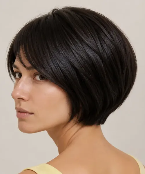 Short Stacked Bob with Internal Layering