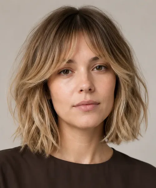 Bob with Wispy Curtain Bangs