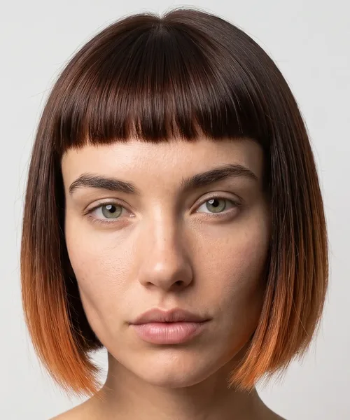Ombré Bob with Blunt Bangs