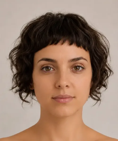 Curly Bob with Baby Bangs