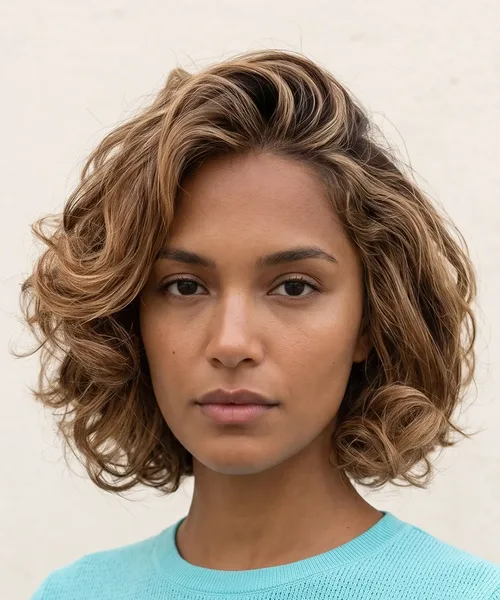 Caramel Curly Bob