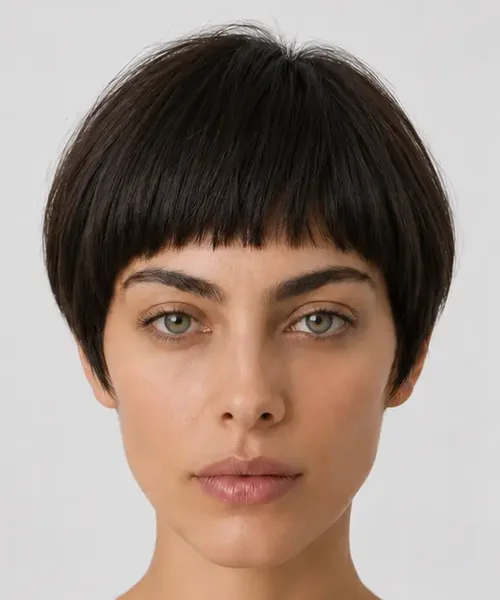 Rounded French Bob with Micro-Bangs