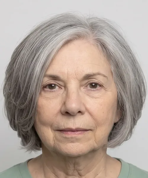 Soft Gray Layered Bob