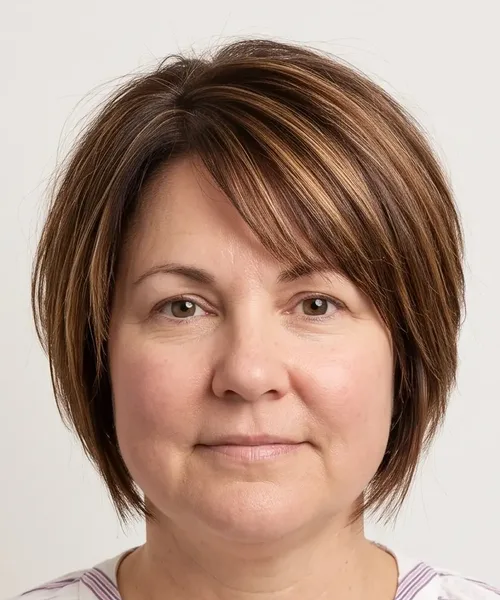 Highlighted Side-Swept Bob