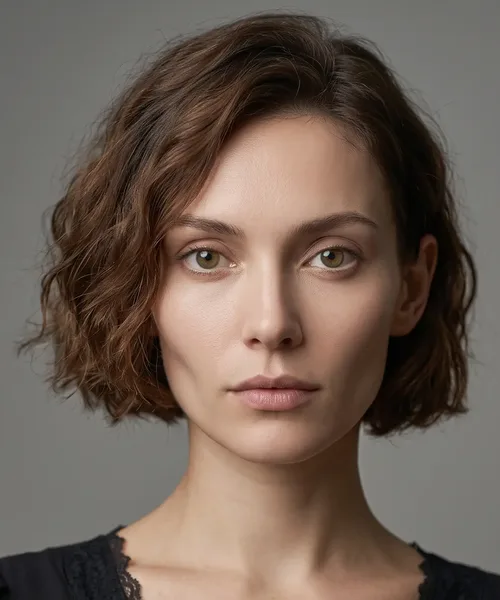 Tousled Brown Wavy Bob