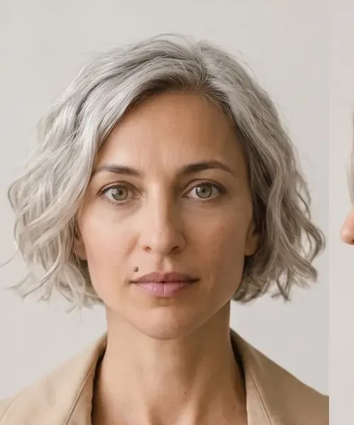 Salt-and-Pepper Wavy Bob