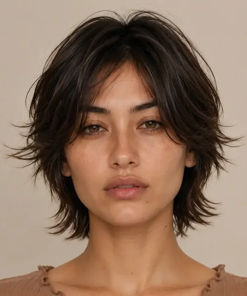 Feathered Crop with Cheekbone Layers